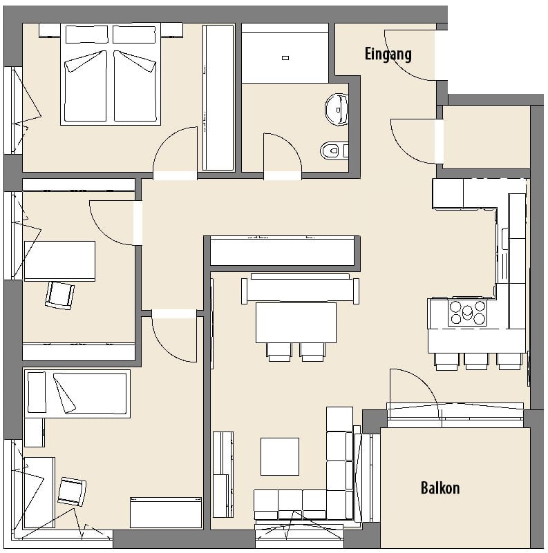 Grundriss der Wohnung 11 in Bad Arolsen mit Balkon